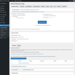 Page screenshot: WPvivid Backup &lsaquo; Test site &mdash; WordPress