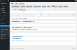 Page screenshot: WPvivid Backup &rarr; Logs