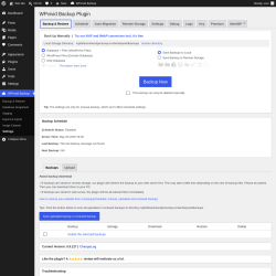 Page screenshot: WPvivid Backup &rarr; Settings &rarr; Backup & Restore