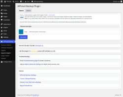 Page screenshot: WPvivid Backup &rarr; Export & Import