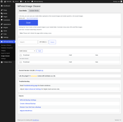 Page screenshot: WPvivid Backup &rarr; Image Cleaner