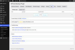 Page screenshot: WPvivid Backup &rarr; Logs