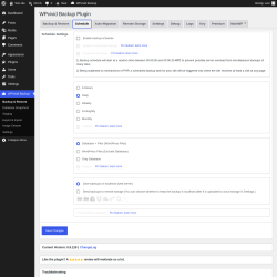 Page screenshot: WPvivid Backup &rarr; Schedule