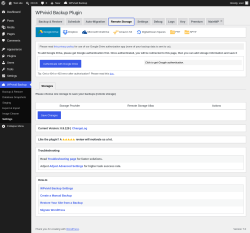 Page screenshot: WPvivid Backup &rarr; Settings &rarr; Remote Storage
