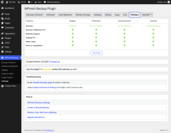 Page screenshot: WPvivid Backup &rarr; Settings &rarr; Premium