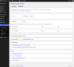 Page screenshot: WPvivid Backup &rarr; Image Cleaner &rarr; Isolated Media