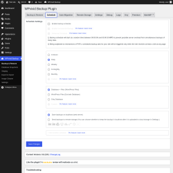 Page screenshot: WPvivid Backup &rarr; Schedule