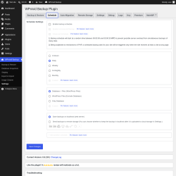 Page screenshot: WPvivid Backup &rarr; Settings &rarr; Schedule