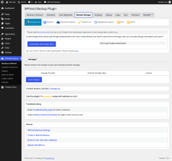 Page screenshot: WPvivid Backup &rarr; Remote Storage
