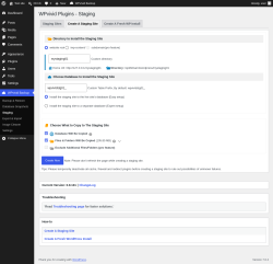 Page screenshot: WPvivid Backup &rarr; Staging &rarr; Create A Staging Site