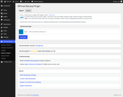 Page screenshot: WPvivid Backup &rarr; Export & Import