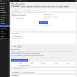 Page screenshot: WPvivid Backup &rarr; Settings &rarr; Backup & Restore