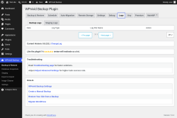 Page screenshot: WPvivid Backup &rarr; Logs