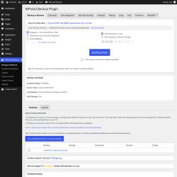 Page screenshot: WPvivid Backup &lsaquo; Test site &mdash; WordPress