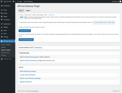 Page screenshot: WPvivid Backup &rarr; Export & Import &rarr; Import