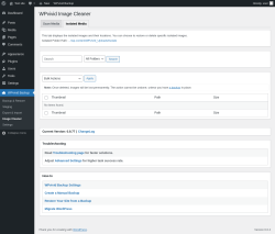 Page screenshot: WPvivid Backup &rarr; Image Cleaner &rarr; Isolated Media
