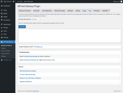 Page screenshot: WPvivid Backup &rarr; Key