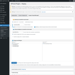 Page screenshot: WPvivid Backup &rarr; Staging &rarr; Create A Fresh WP Install