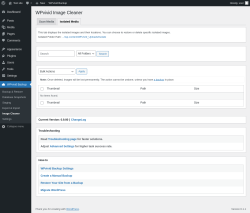 Page screenshot: WPvivid Backup &rarr; Image Cleaner &rarr; Isolated Media