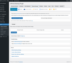 Page screenshot: WPvivid Backup &rarr; Remote Storage