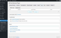 Page screenshot: WPvivid Backup &rarr; Logs