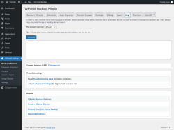 Page screenshot: WPvivid Backup &rarr; Key