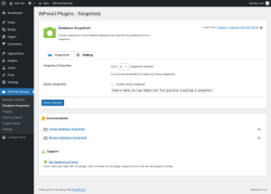 Page screenshot: WPvivid Backup &rarr; Database Snapshots &rarr; Setting