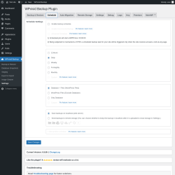 Page screenshot: WPvivid Backup &rarr; Settings &rarr; Schedule