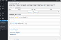 Page screenshot: WPvivid Backup &rarr; Settings &rarr; Logs