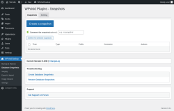 Page screenshot: WPvivid Backup &rarr; Database Snapshots