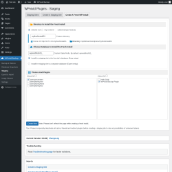 Page screenshot: WPvivid Backup &rarr; Staging &rarr; Create A Fresh WP Install