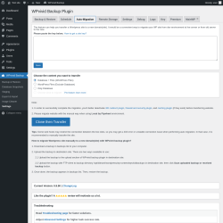 Page screenshot: WPvivid Backup &rarr; Settings &rarr; Auto-Migration