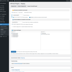 Page screenshot: WPvivid Backup &rarr; Staging &rarr; Create A Fresh WP Install