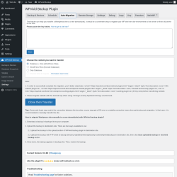 Page screenshot: WPvivid Backup &rarr; Settings &rarr; Auto-Migration