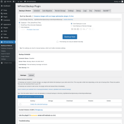 Page screenshot: WPvivid Backup &lsaquo; Test site &mdash; WordPress