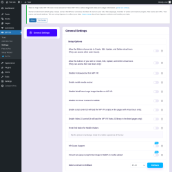 Page screenshot: WP VR → Settings