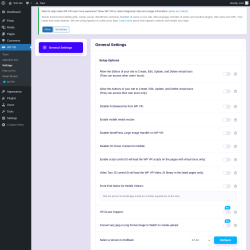 Page screenshot: WP VR → Settings