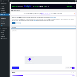 Page screenshot: WP VR &rarr; Add New Tour
