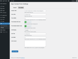 Page screenshot: Ajax Contact Form &rarr; Settings