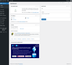 Page screenshot: Dashboard &lsaquo; Test site &mdash; WordPress