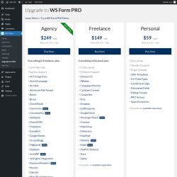Page screenshot: WS Form → Upgrade to PRO