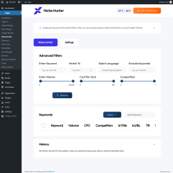 Page screenshot: Xagio → Niche Hunter