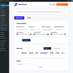 Page screenshot: Xagio → Niche Hunter