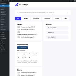Page screenshot: Xagio → SEO Settings