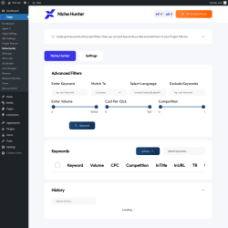 Page screenshot: Xagio → Niche Hunter