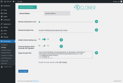 Page screenshot: Site Backup → Settings