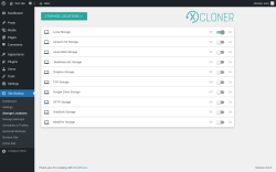 Page screenshot: Site Backup → Storage Locations