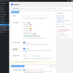 Page screenshot: Feature Settings &lsaquo; Test site &mdash; WordPress