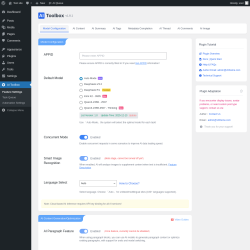 Page screenshot: Feature Settings &lsaquo; Test site &mdash; WordPress