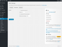 Page screenshot: Settings  &rarr; XML Sitemap &rarr; Taxonomies